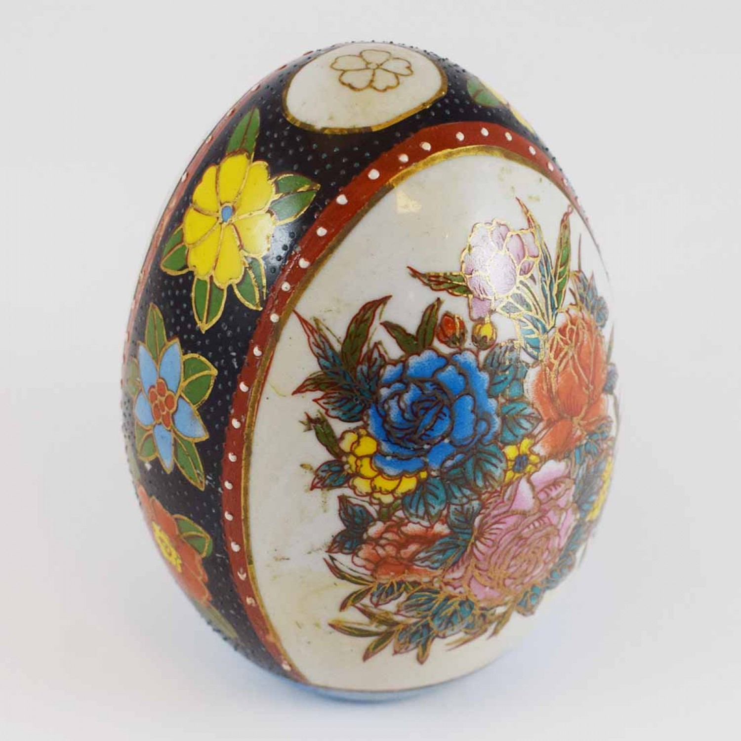 Vintage Satsuma Egg, Satsuma Pottery Egg Of 4 Inch Size With Hand
